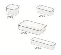 SAPIIKEF Lot de 8/13/25 organiseurs de tiroirs en Plastique Transparent for Bureau, Chambre à Coucher, Commode, Bureau, boîte de Rangement for Maquillage, Bijoux, Cuisine(8pcs)