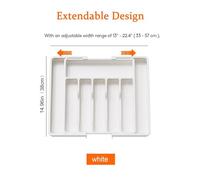 SAPIIKEF Organiseur de tiroir de Cuisine Extensible - Boîte de Rangement for Couverts rétractable et réglable avec séparateurs for ustensiles, Organisation de la Maison(White)