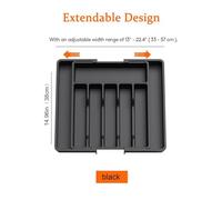 SAPIIKEF Organiseur de tiroir de Cuisine Extensible - Boîte de Rangement for Couverts rétractable et réglable avec séparateurs for ustensiles, Organisation de la Maison(Black)