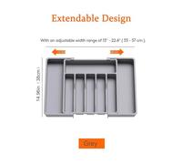 SAPIIKEF Organiseur de tiroir de Cuisine Extensible - Boîte de Rangement for Couverts rétractable et réglable avec séparateurs for ustensiles, Organisation de la Maison(Grey)