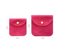 SAPIIKEF Pochette à Bijoux en Velours Doux avec Bouton-Pression, Emballage Cadeau de Mariage, Rangement for Bracelets, Colliers, Boucles d'oreilles et bagues(Red-10x10cm)