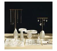 SAPIIKEF Présentoir à Bijoux, Plateau à Boucles d'oreilles en plâtre Blanc en Forme de T Contenant des Bijoux, des Accessoires Photo et des présentoirs à Bijoux(DF16)