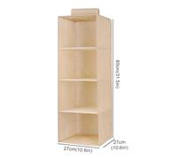 SAPIIKEF Sac de Rangement Suspendu en Coton et Lin, Style tiroir, Organiseur de Garde-Robe, boîte for vêtements, étagère de Rangement Pliable Suspendue(Beige 4-Layer)