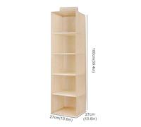 SAPIIKEF Sac de Rangement Suspendu for Garde-Robe, tiroir intercalaire, Organisateur de vêtements, étagères de Rangement Pliables, Organisateur de Placard(Beige 5-Layer)