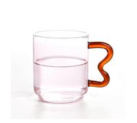 SAPIIKEF Tasses en Verre colorées, Design coloré, Tasse en Verre ondulée, Faite à la Main, for Boissons au Lait, au café, au jus(Pink Glass Cup)