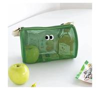SAPIIKEF Trousse de Maquillage en Maille, Jolie Trousse de Maquillage aux Grands Yeux, Trousse de Maquillage Kawaii, Trousse de Toilette Portable, Sac de Rangement, Nouvelle Couleur Bonbon(Green)