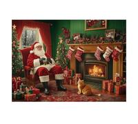 Sapin Cheminée Chat 1000pcs Mini Puzzle pour Famille Difficile | 70x50cm Carton Décor Salon Structure Durable Cadeau Anniversaire Soulagement Du Stress