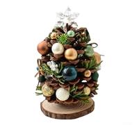 Sapin de bureau artificiel en forme de pomme de pin avec un savoir-faire raffiné, construction en bois pour une utilisation répétée, design peu encombrant pour ajouter du charme festif à n'importe