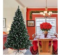 Sapin de Noël 180cm VIVOLILV - Arbre de Noel Artificiel avec 600 Pointes de Branche - Vert,Spray Blanc - Support en Fer