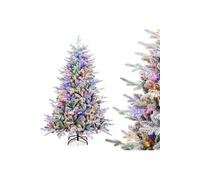 CostwaySapin de Noël Artificiel 8 Modes d'Eclairage Lumières LED Multicolores Pointes de Branches en PVC et PE Haute de 186cm