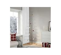 vidaXL Sapin de Noël 210 cm – Métal, base en bois noir