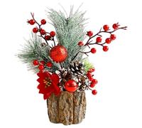 Sapin de Noël 3D avec brosse à bouteilles de baies pour décorations de Noël d'intérieur ou centre de table (B, 28 x 8,5 cm)