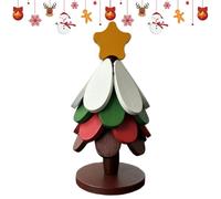 Sapin de Noël à 4 étages en bois avec support | Dessous de verre en forme d'arbre pour cuisine, restaurant, camping, tasses, bols, assiettes, pots à soupe, étoile