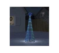 vidaXL Sapin de Noël à LED 275 LED bleu 180 cm, décoration de Noël, lumière LED, lumière de Noël extérieure, cône de Noël, 358066 Bleu G