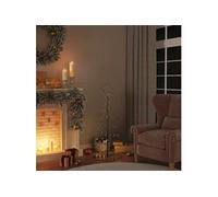 vidaXL Sapin de Noël à LED 80 LED blanc chaud 120 cm, décoration de Noël, lumière LED, lumière de Noël extérieure, cône de 4019497 Blanc