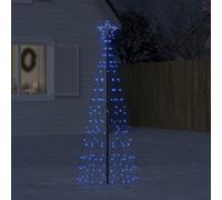 Sapin de Noël à LED avec piquets de terre, 220 LED bleues, 180 cm de haut, 8 effets d'éclairage, IP44, décoration d'extérieur pour une atmosphère festive