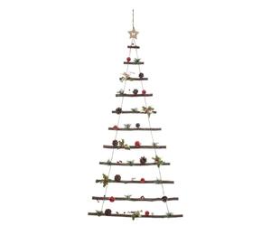 Sapin de Noël à Suspendre Lumineux à LED avec déco Rouge et Verte H 120 cm - Feeric Christmas