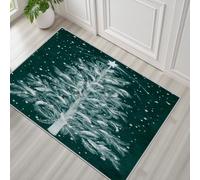 Sapin de Noël Abstrait, Flocons de Neige Verts Tapis Salon Moderne 60x90cm Tapis Antidérapant à Poil Ras, Sapin de Noël Vert Luxueux Ne Perde Pas de Peluches, Facile à Entretenir Moquette Chambre