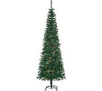 HOMCOM Sapin arbre de Noël artificiel 556 branches avec 27 pommes de pin+ support pied pliable hauteur 195 cm vert