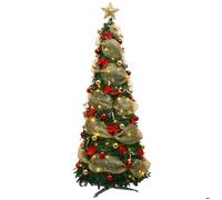 Sapin de Noël artificiel 120 cm, sapin de Noël vert, décoration de fête de Noël, 80 perles lumineuses, design pop-up, prise USB