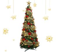 Sapin de Noël Artificiel 120cm/150cm, Arbre de Noël Lumineux Pliable, Sapin Noel Pop Up Slim Sapin de Noel Spirale Support de Pied Pliable pour Paillette décoration de noël (1.2m-B)