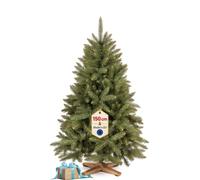 Sapin de Noël Artificiel 150 cm, épicéa caucasien, Support Bois ROYAL TREES | Épicéa caucasien dense en PVC, hauteur 150 cm, largeur 100 cm, montage sans outils, support en bois, gants et lotion inclus