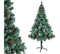 Sapin de Noël Artificiel 150 cm Sapin de Noël avec des Pommes de pin Arbre Réutilisable y Compris Support en Métal Ignifuge - Vert