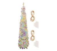 Sapin De Noël Artificiel 150CM Pop-up - Arbre Pliable avec Paillettes, avec des Paillettes Brillantes Et Une Lumière LED pour La Maison De Foyer De Vacances À La Maison