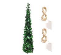 Sapin De Noël Artificiel 150CM Pop-up - Arbre Pliable avec Paillettes, avec des Paillettes Brillantes Et Une Lumière LED pour La Maison De Foyer De Vacances À La Maison