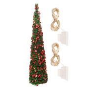 Sapin De Noël Artificiel 150CM Pop-up - Arbre Pliable avec Paillettes, avec des Paillettes Brillantes Et Une Lumière LED pour La Maison De Foyer De Vacances À La Maison