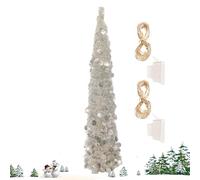 Sapin De Noël Artificiel 150CM Pop-up - Arbre Pliable avec Paillettes, avec des Paillettes Brillantes Et Une Lumière LED pour La Maison De Foyer De Vacances À La Maison