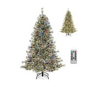 Sapin de Noël Artificiel LED 180 cm COSTWAY-Connecteur d'Alimentation-350 Lumières à 9 Modes d'éclairage,Fonction Mémoire-Minuterie