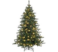 HOMCOM Sapin de Noël Artificiel 180 cm Arbre de Noël Lumineux avec Support en métal, LED Blanc Chaud et 872 Branches, décoration de Noël Effet réaliste - Vert