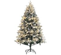 Sapin de Noël Artificiel 180 cm lumineux LED - HOMCOM - 793 Branches enneigées Grand réalisme - support en acier pliable Vert