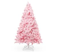 Sapin de Noel Artificiel 180 cm Rose avec Décoration Floquée Dodue avec Flocons de Neige, 808 Feuilles de Pin Pointues en PVC et Base Stable, Sapin de Noël pour Décorations de Noël