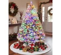 Sapin de Noël Artificiel 180cm avec Neige&Éclairage LED RGB 250 1000 Pointes Arbre de Noël Naturel avec Système Pliable & Support Métallique Montage Rapide Sapin de Noël pour Décoration de Noël Blanc