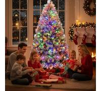 Sapin de Noël Artificiel 180cm Effet Neige avec 300 RGB LED, 1000 Extrémités de Branches Touffues & Montage Rapide à Charnières, Arbre de Noël Complet pour Décoration Hivernale Festive, Vert & Blanc