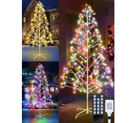 Sapin de Noël artificiel 2 en 1 décoré de 2,3 m de hauteur avec lumières - 292 LED - Affichage extérieur avec télécommande, multi-modes, mémoire et fonction minuterie (blanc chaud + multicolore)