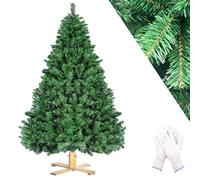 Sapin de Noël Artificiel 210 cm, Support en Bois pour Arbre Vert de Noël, 7 FT Décoration de Noël (Ø 135 CM-1346 Branches), Réaliste, Ignifuge et Robuste Décoration d'arbre pour Maison et Hôtel