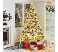 Sapin de Noël Artificiel 215CM - RELAX4LIFE - 1096 Branches - 2 Types de Feuilles - 300 Lumières LED - Arbre de Noël Enneigés