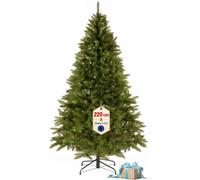 Sapin de Noël Artificiel 220 cm, épicéa du Caucase Dense avec Pied SPRINGOS | Épicéa du Caucase réaliste aux branches denses PVC, hauteur 220 cm, largeur 130 cm, montage facile et support stable inclus