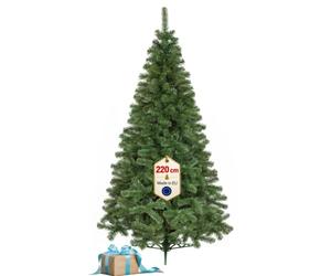 Sapin de Noël Artificiel 220 cm, Sapin de Douglas avec Pied métal SPRINGOS | Sapin de Douglas réaliste en PVC, hauteur 220 cm, largeur 130 cm, branches souples, montage facile et pied métallique inclus