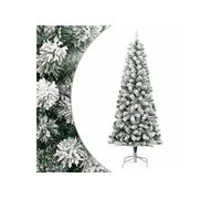 vidaXL Sapin de Noël artificiel à charnières avec neige floquée, support 210 cm intérieur/extérieur