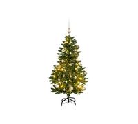 vidaXL Sapin de Noël Artificiel Articulé 150 LED et Boules, Arbre de Noël avec Support, Décoration de Fête avec Lumières Vacance, 120 cm Vert G