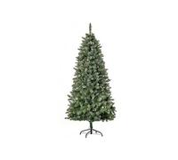 HomCom Sapin de Noël artificiel Nordmann enneigé H 1,80 m 50 pommes de pin Vert