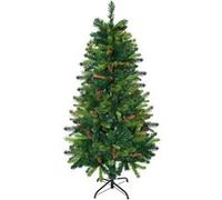 Sapin de Noël artificiel aspect réaliste Ø 60 x 150H cm 24 pommes de pin 360 branches imitation Nordmann G