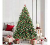 Sapin de Noël artificiel avec 300 LED blanc chaud, 180 cm, en polyéthylène et PVC, pré-éclairé, réaliste, pour intérieur et extérieur, alimenté par USB, support pliable