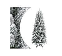 Sapin de Noël artificiel avec neige floquée 210 cm PVC et PE blanc et vert G