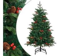 Sapin de Noël artificiel avec pommes de pin et baies 120 cm vert G