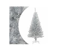 Sapin de Noël Artificiel avec Support Arbre de Noël Décoration de Noël Jardin Patio Arrière-cour Extérieur Salon Argenté 120 cm PET